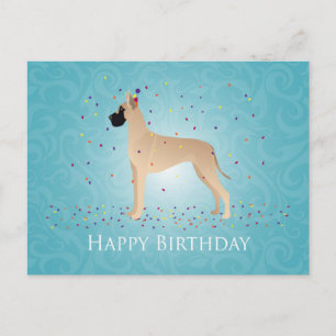 Cartão Postal Grande Dane Happy Birthday Design
