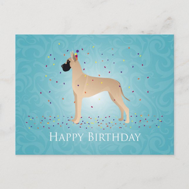 Cartão Postal Grande Dane Happy Birthday Design (Frente)