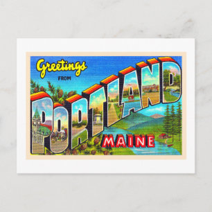 Cartão postal grande de letra Portland Maine ME vi
