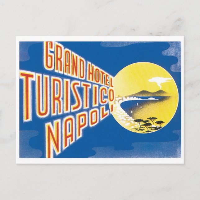 Cartão Postal Grande Hotel Turistico Nápoles Itália Europa Vinta (Frente)