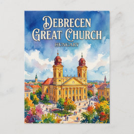 Cartão Postal Grande Igreja Reformada, Debrecen Hungria