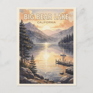 Cartão Postal Grande Lago do Urso Califórnia Viagem Vintage