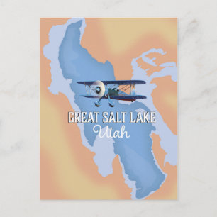 Cartão Postal Grande mapa do Lago Salk Utah pôster de viagem.