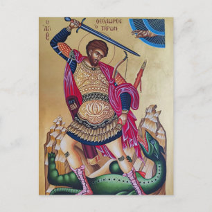Cartão Postal Grande Mártir Teodoro de Tiro Ícone Ortodoxo