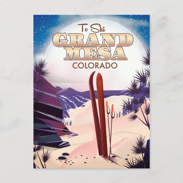 Cartão Postal Grande mesa, poster do Colorado Ski. (Frente)