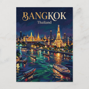 Cartão Postal Grande Palácio e Rio Chao Phraya Tailândia