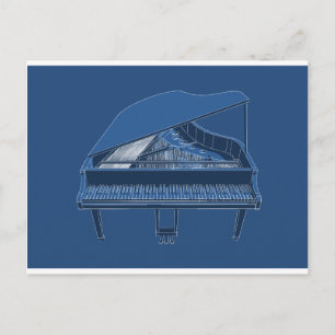 Cartão Postal Grande Piano: Pintura Blueprint: