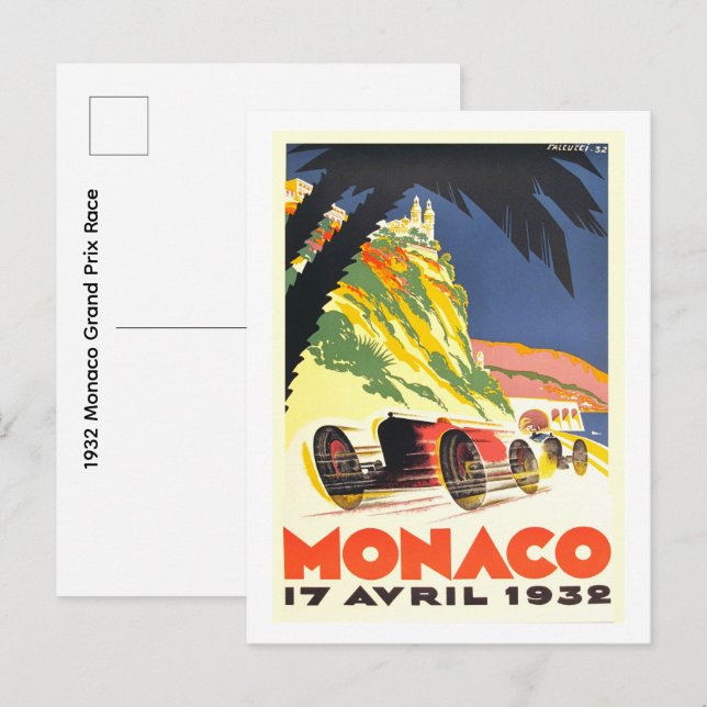 Cartão Postal Grande Prêmio de Mônaco de 1932 (Frente/Verso)
