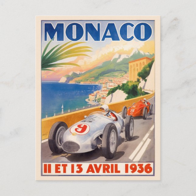 Cartão Postal Grande Prêmio de Mônaco de 1936 (Frente)