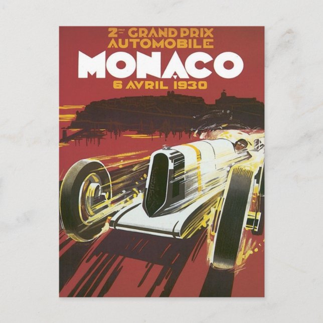 Cartão Postal Grande Prêmio Mônaco de Vintage (Frente)