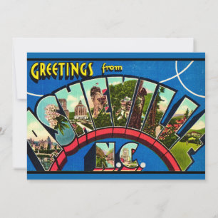 Cartão postal grande retrô Asheville NC 5x7