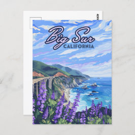 Cartão Postal Grande Sur California Coastline Retro Costa Oeste