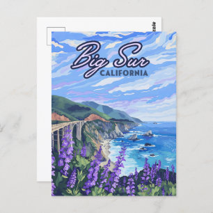 Cartão Postal Grande Sur California Coastline Retro Costa Oeste