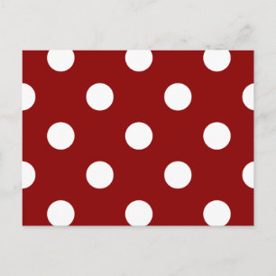 Cartão Postal Grandes Bolinhas - Branco em vermelho escuro
