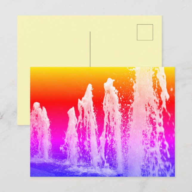 Cartão Postal Grandes Bright Gushing Water Founges Coloridos (Frente/Verso)