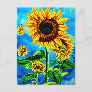 Cartão Postal Grandes Sunflower Cobra Natureza Aquosa