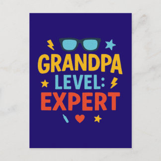 Cartão Postal grandpa level expert (cartoon style)