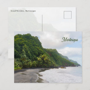 Cartão Postal Grand'Rivière Martinique Praia de Areia Preta Natu