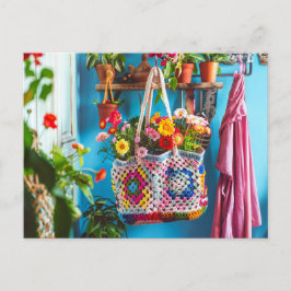 Cartão Postal Granny Square Crochet Art