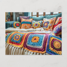Cartão Postal Granny Square Crochet Art