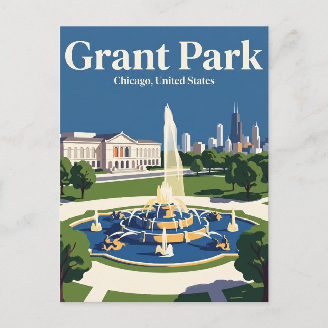 Cartão Postal Grant Park Illinois (Frente)