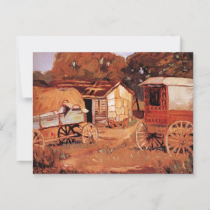 Cartão Postal Grant Wood - Os Comerciantes de Cavalos