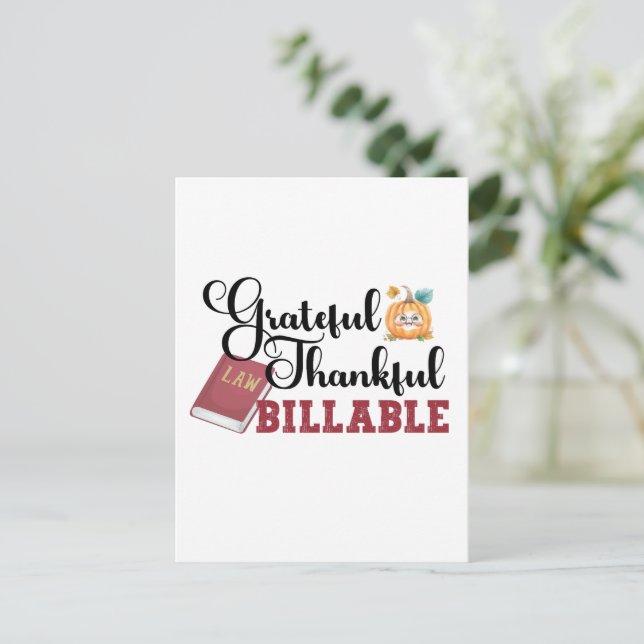 Cartão Postal Grateful Agradecido Faturável - Dia de Ação de Gra (Em pé/Frente)