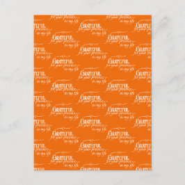 Cartão Postal Grateful Elegante Ação de Graças Outono Laranja