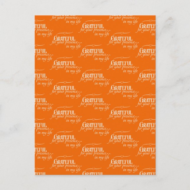 Cartão Postal Grateful Elegante Ação de Graças Outono Laranja (Frente)