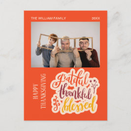 Cartão Postal Grateful Thankful Blessed Foto Outono Laranja