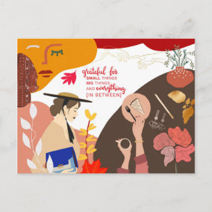 Cartão Postal Gratidão Abstrato de Arte Moderna Citação de Graça