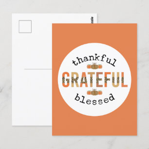 Cartão Postal Gratidão Agradecido Abençoado Fofo Outono Dia de A