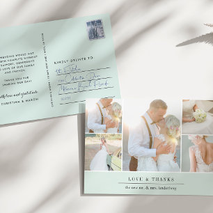 Cartão Postal Gratidão Chic Colagem de Fotos de Casamento Obri