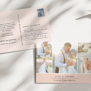 Cartão Postal Gratidão Chic   Colagem de Fotos de Casamento Obri