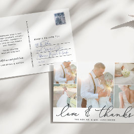 Cartão Postal Gratidão Chic | Colagem de Fotos de Casamento Obri