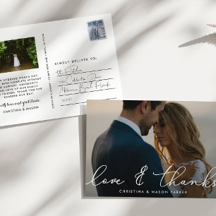 Cartão Postal Gratidão Chic   Foto De Casamento Obrigado