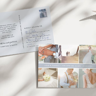 Cartão Postal Gratidão Moderna   Colagem de Fotos de Casamento O