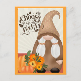 Cartão Postal Gratidão Outono Gnomo