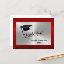 Cartão Postal Gratidão pela Formatura em Vermelho e Prata