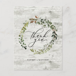 Cartão Postal Grato grinalda de aguarela floral rústica e folhag