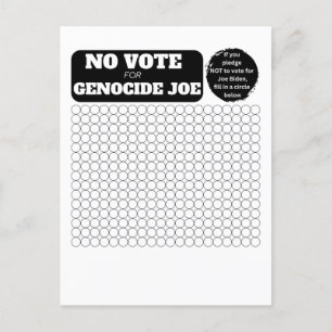 Cartão Postal GRATUITA PALESTINA - Sem Voto para o Genocídio Joe