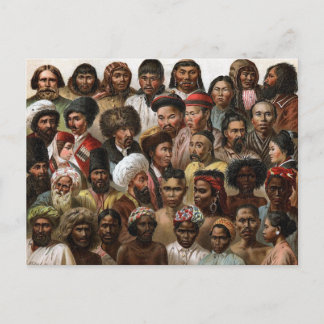 Cartão Postal Gravação C19 da Vintage 'Povos da Ásia'