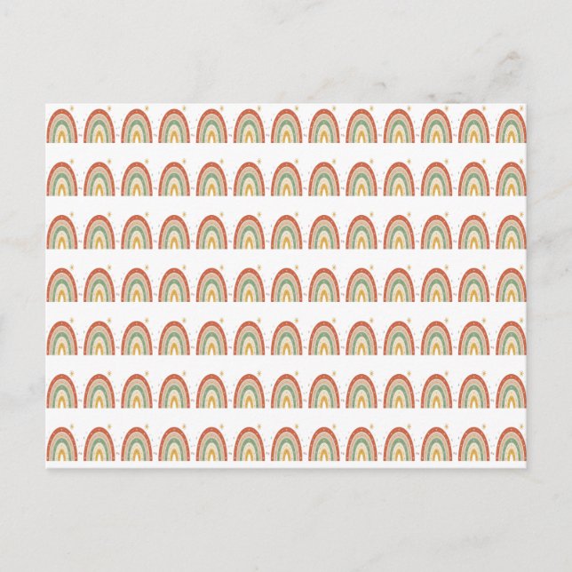 Cartão Postal Gravata com Padrão Arco-íris Boho (Frente)