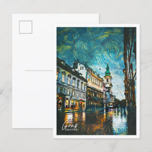 Cartão Postal Graz Austria Belo cenário de pintura petrolífera