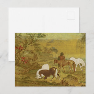 Cartão Postal Grazing de Cavalos nos Subúrbios de Belas Artes