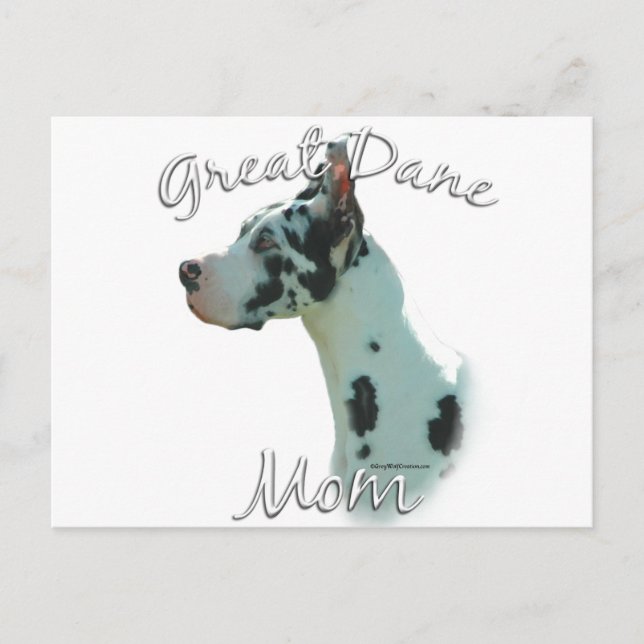 Cartão Postal Great Dane (harlequin) Mãe 2 (Frente)