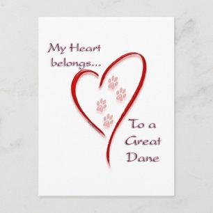 Cartão Postal Great Dane Hearts Pertence
