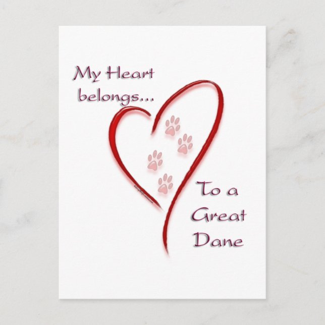 Cartão Postal Great Dane Hearts Pertence (Frente)