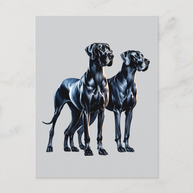 Cartão Postal Great Danes Watercolor (Frente)