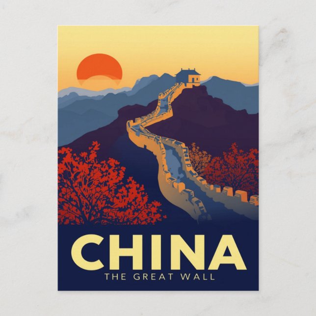 Cartão Postal Great Wall of China Sunset (Frente)